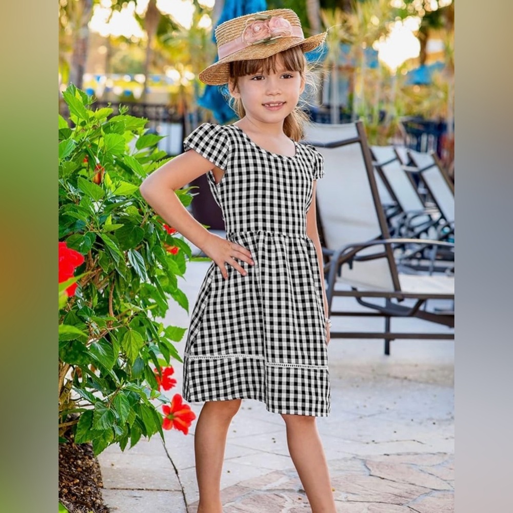 Black and White Gingham Kids Dress Classic Size 4T